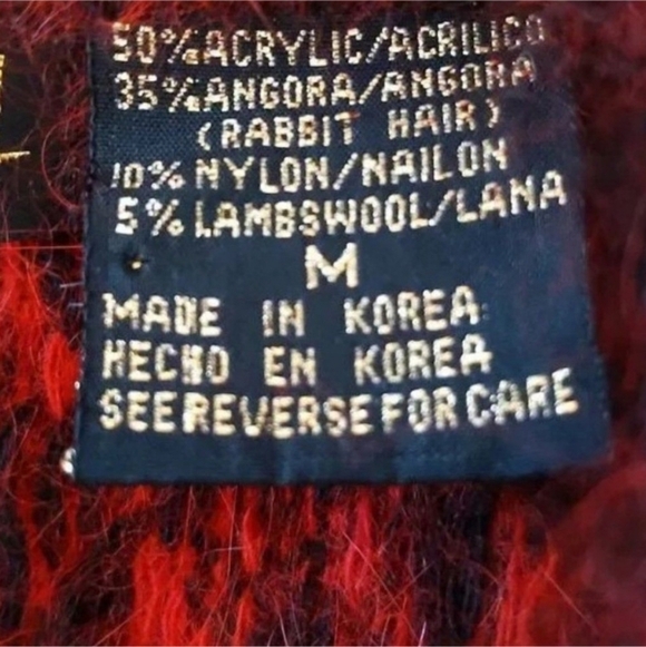 VTG Rafiana Faux Wrap Red Sweater Soft Fuzzy Angora Wool Blend Buttons Dolman M - Picture 13 of 14